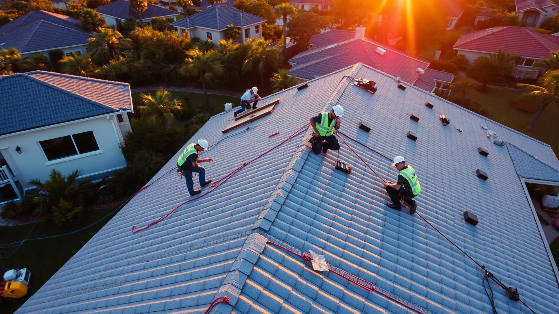 Premium roofing on a Florida home at sunset in New Port Richey